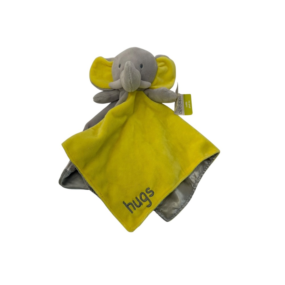 Okie Dokie Elephant Lovey Gray Yellow Satin Rattle Lovey Toy JC Penney New Tags